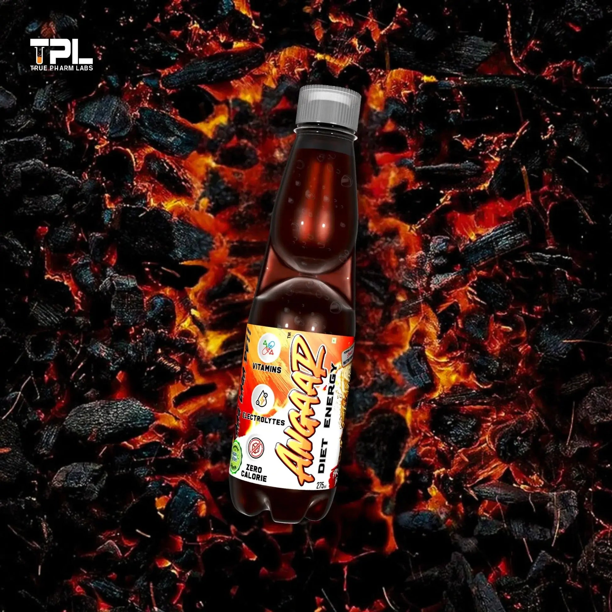 ANGARR ENERGY drink pack of 6 featuring crash-free energy, available in Orange & Fruit Beer flavors, sugar-free and gym-friendly.